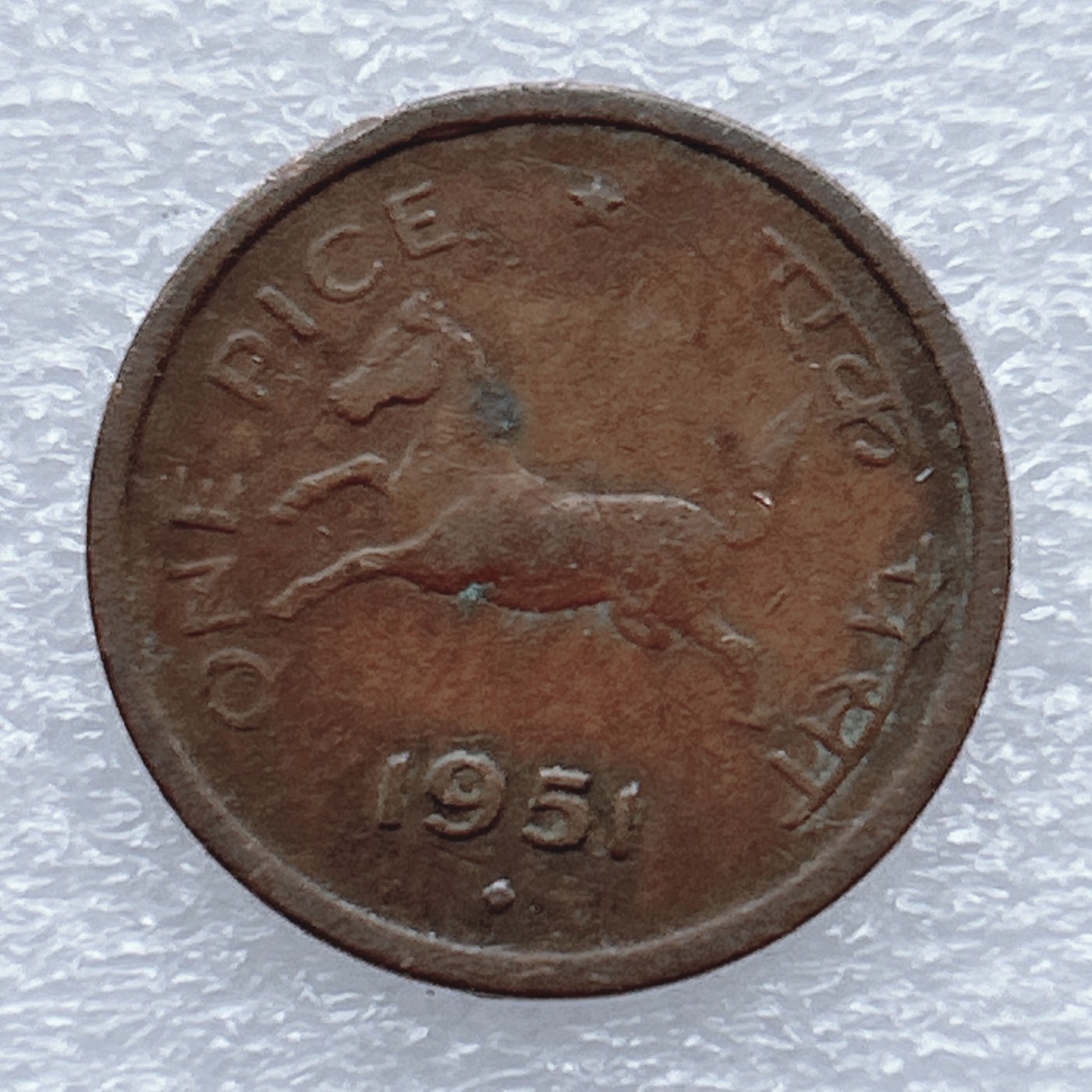 海外回流1元起拍小铺 各国钱币散币场 第8期 1951年印度1派铜币 骏马