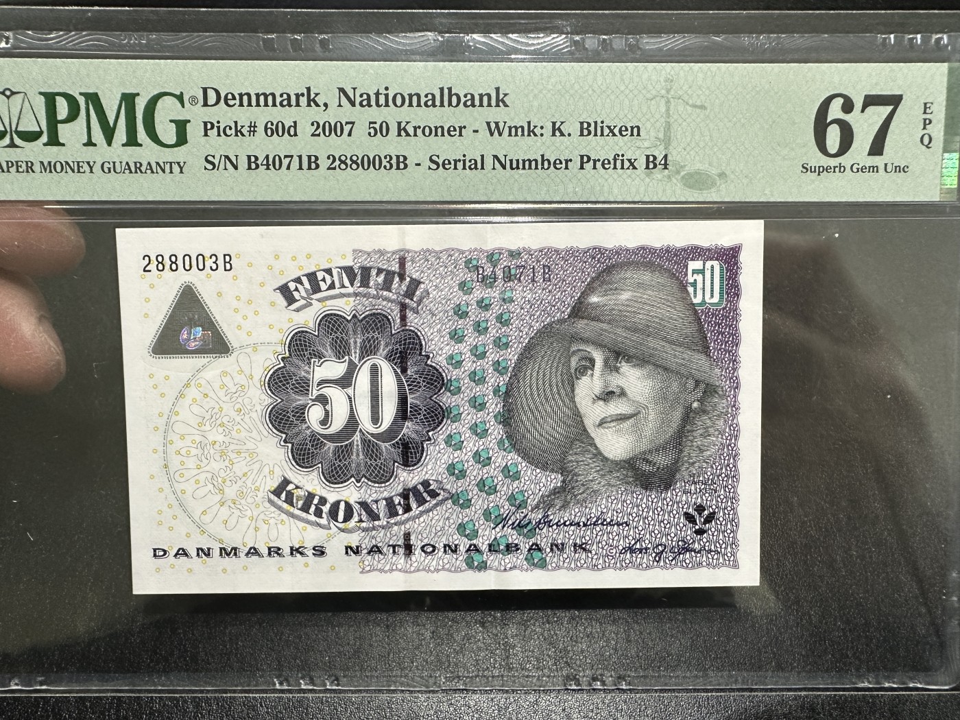 《外钞收藏家》第三百四十三期（评级场） 2007年丹麦浮雕版50克朗 无47 PMG67