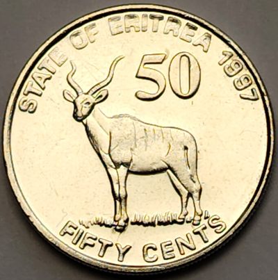 布加迪🐬～世界钱币🌾第 120 期 /  非洲🇿🇦🇱🇸🇲🇦🇨🇻🇰🇪🇹🇿各国币 - 厄立特里亚🇪🇷 1991年  50分
