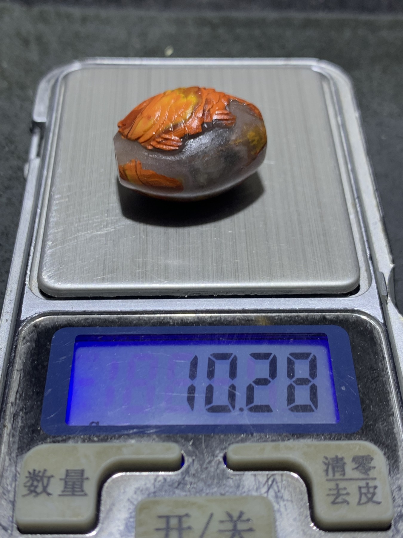 精美亚光冻料冰飘草花纹北漂战国红玛瑙手工俏色巧雕富贵有余勒子一个