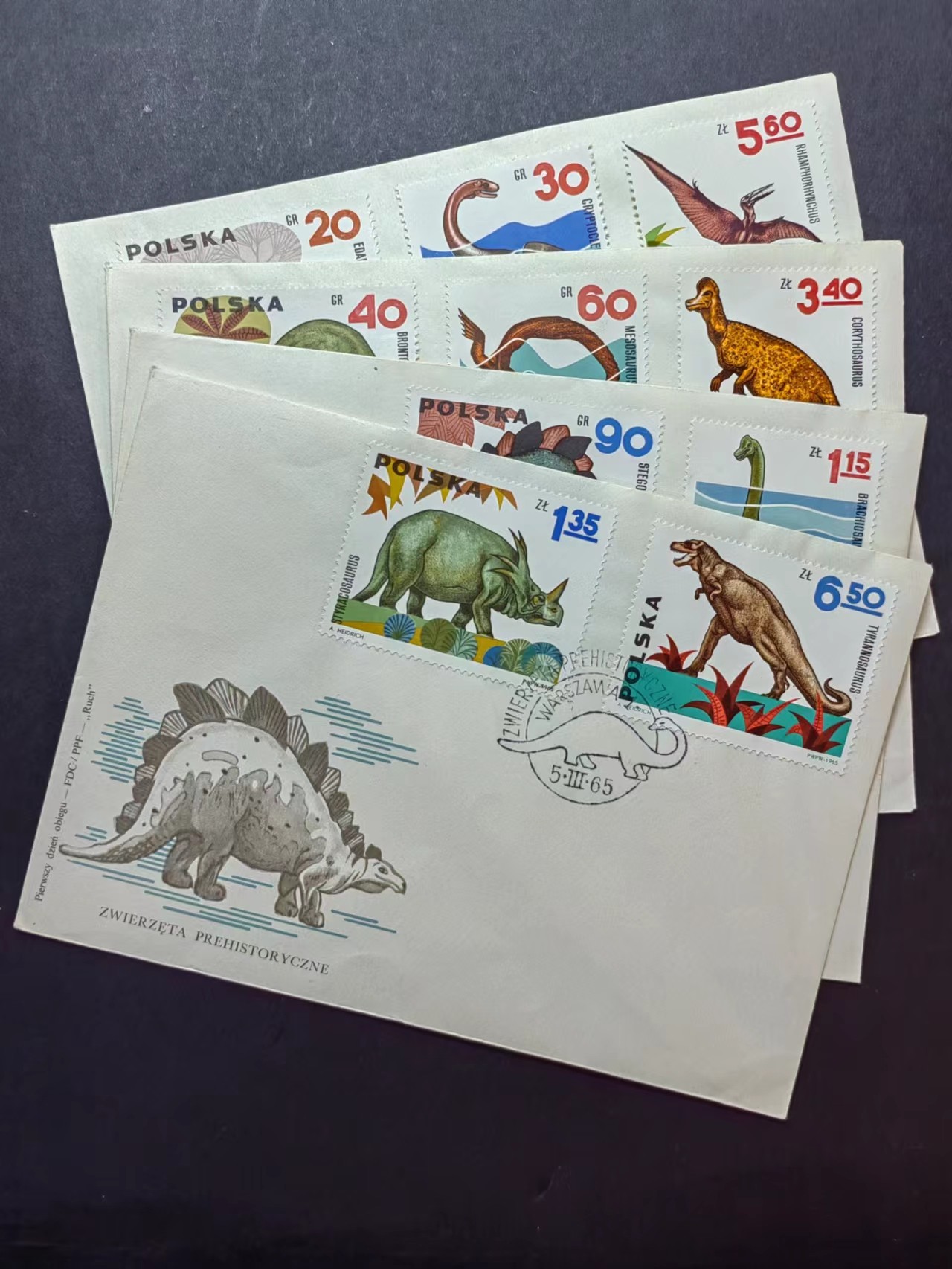 多国邮品✌（拍卖场）精品🔥专场 第④⑦场  波兰1965年 史前巨兽--恐龙 一套全10枚