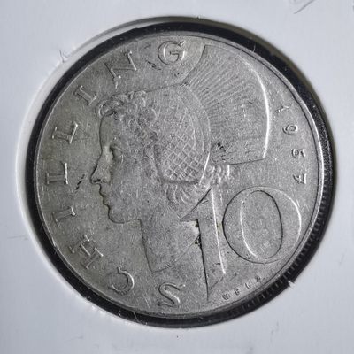 沼泽如烟--第252场快递不收件了中拍要年后快递复工才能发货了望理解，介意勿拍感谢 - 奥地利1957年10先令银币