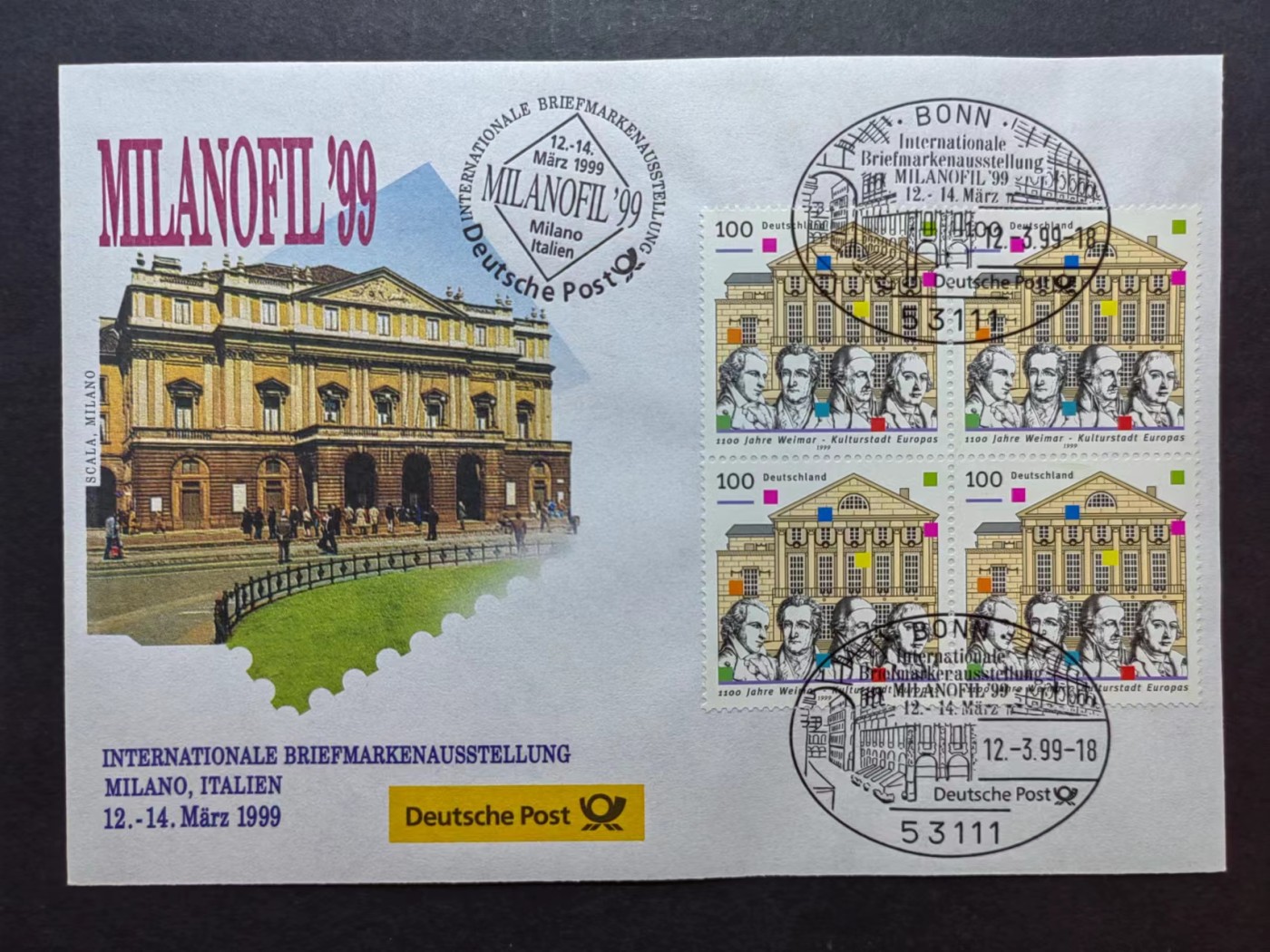多国邮品✌（拍卖场）精品🔥专场 第④⑦场 德国1999年 文化之都魏玛 歌德 