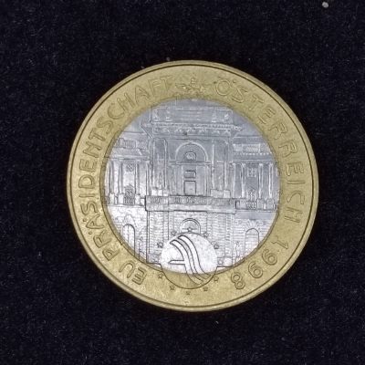 巴斯克收藏第227期 散币专场 2月 20/21/22 号三场连拍 全场包邮 - 奥地利 1998年 50先令双色合金纪念币 奥地利担任欧盟轮值主席国纪念