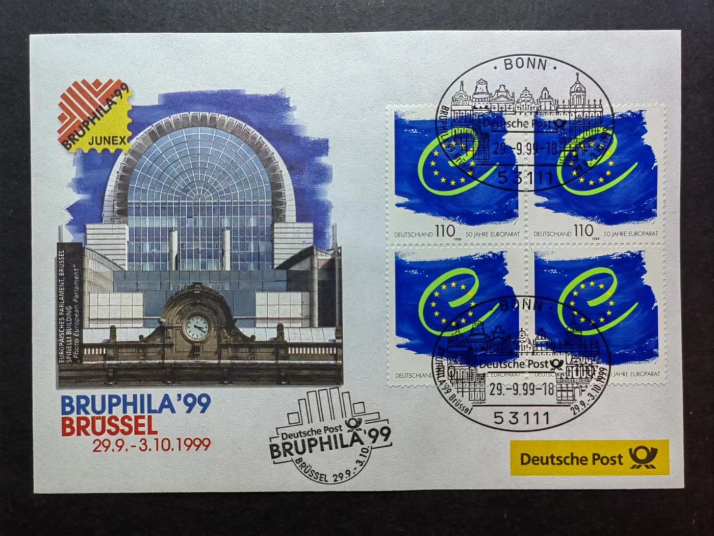 多国邮品✌（拍卖场）精品🔥专场 第④⑦场 德国1999年 欧洲理事会成立50周年 欧盟标志