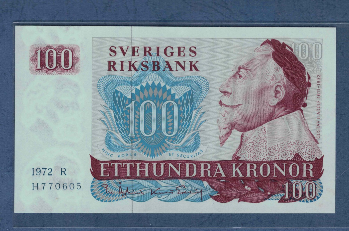瑞典1972年100克郎 无4 欧洲纸币 实物图 UNC