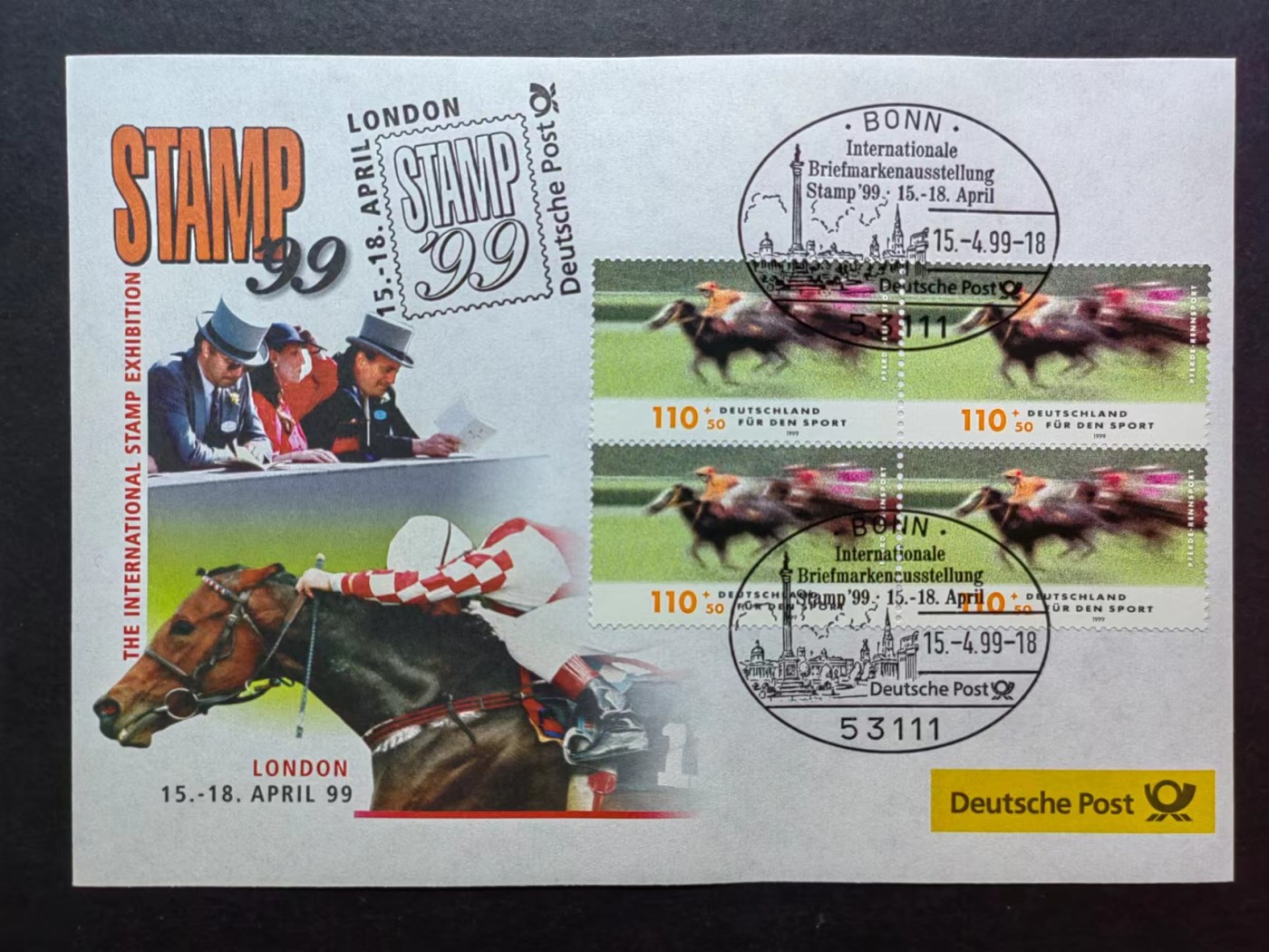 多国邮品✌（拍卖场）精品🔥专场 第④⑦场 德国1999年 体育项目 赛马