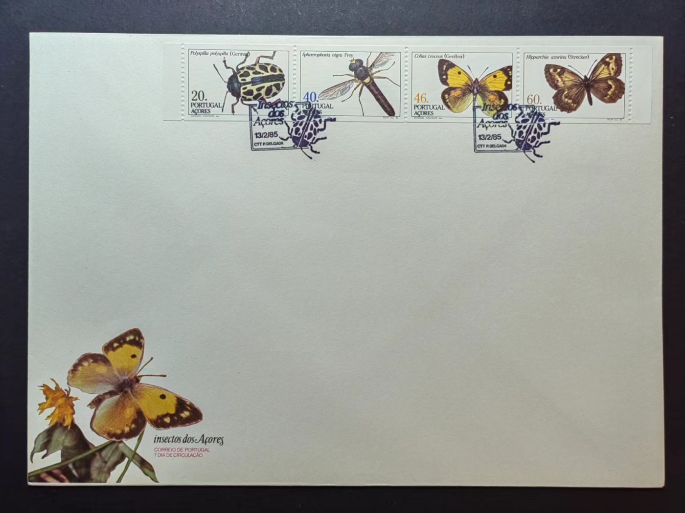 多国邮品✌（拍卖场）精品🔥专场 第④⑦场 葡属亚速尔1985年 昆虫 一套（大邮封）