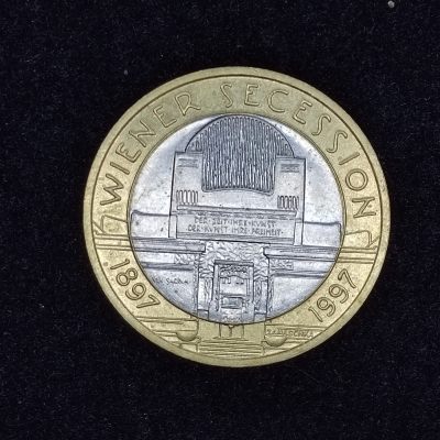 巴斯克收藏第227期 散币专场 2月 20/21/22 号三场连拍 全场包邮 - 奥地利 1997年 50先令双色合金纪念币 维也纳分离派100周年纪念