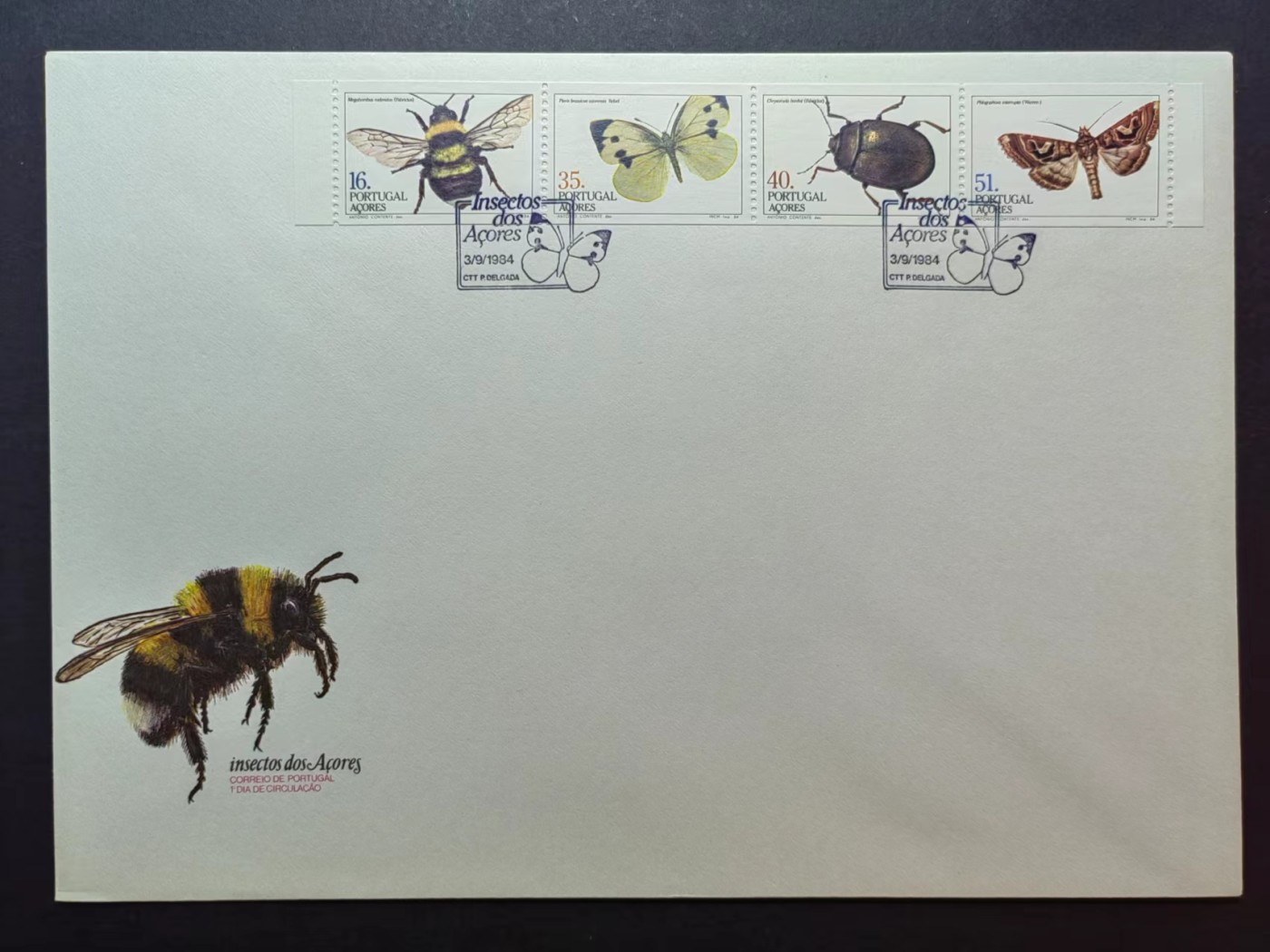 多国邮品✌（拍卖场）精品🔥专场 第④⑦场 葡属亚速尔1984年 昆虫（大型邮封）