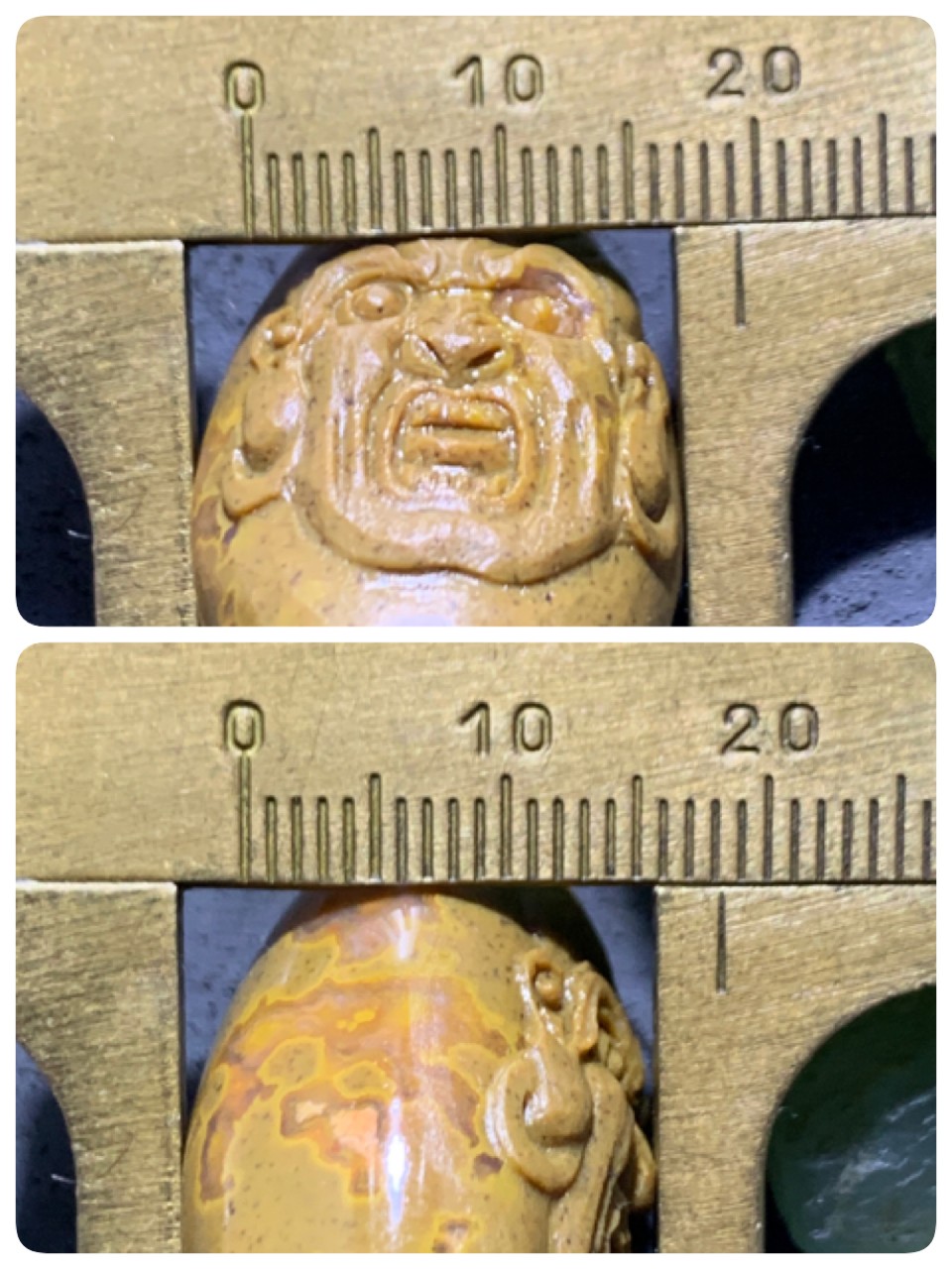 精美亚光罕见九眼页岩手工雕刻达摩天珠一颗，