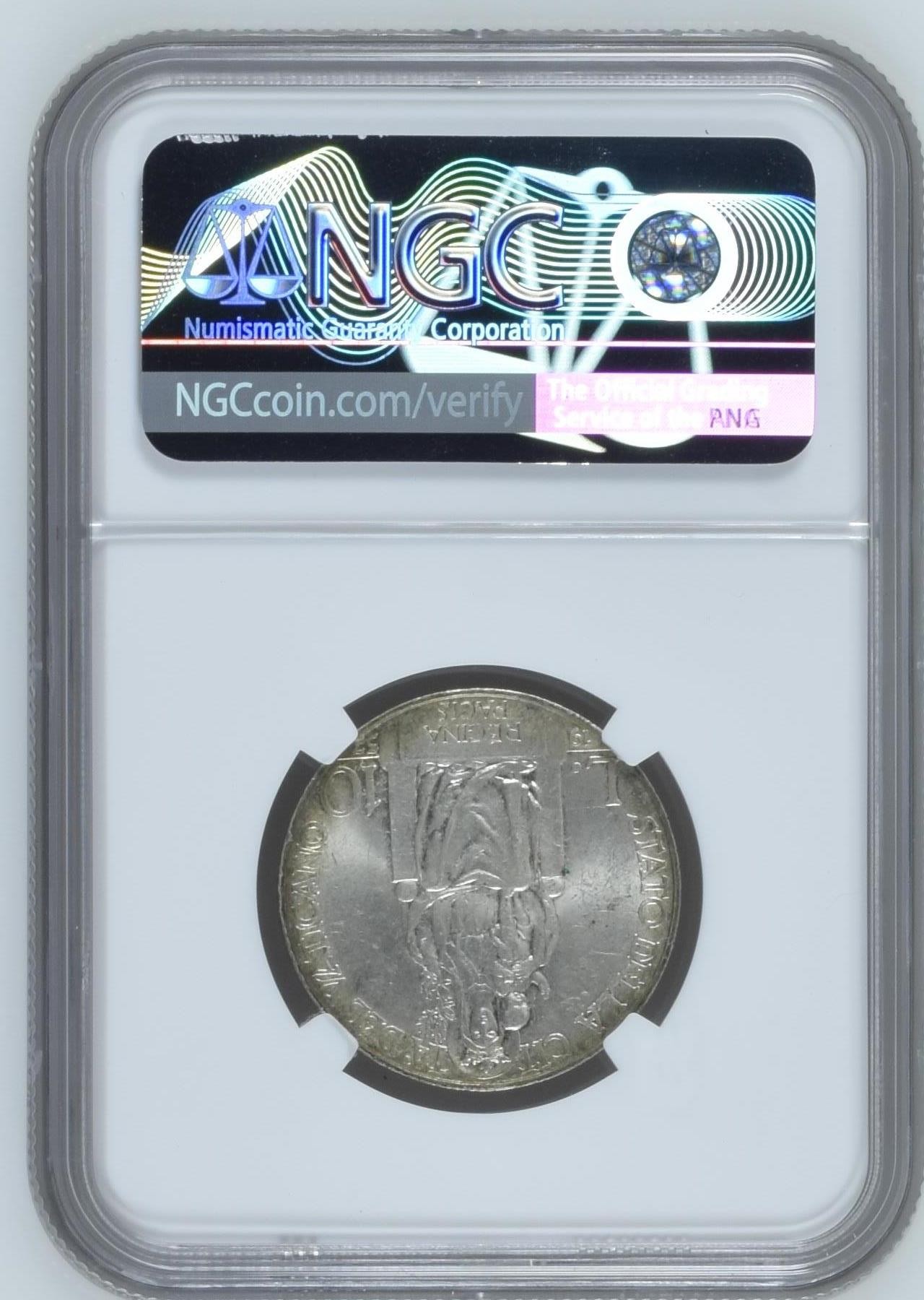 长老汇兔年精选第二场 1937 XVI VATICAN梵蒂冈教皇庇护十一世10里拉银币，NGC MS63分，季军分，更高分仅有6枚