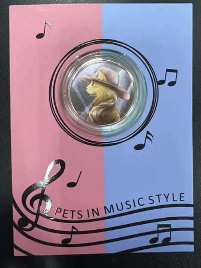 康怡轩钱币【俄罗斯+纽埃+新西兰+基里巴斯+德国 专场】第251001期  2021年纽埃发行宠物与音乐风格1元彩色类精制纪念银币