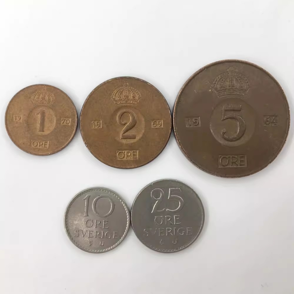 康怡轩【世界各国硬币纸币专场】第137期  瑞典1、2、5欧尔，10、25、50分套币（6枚套）