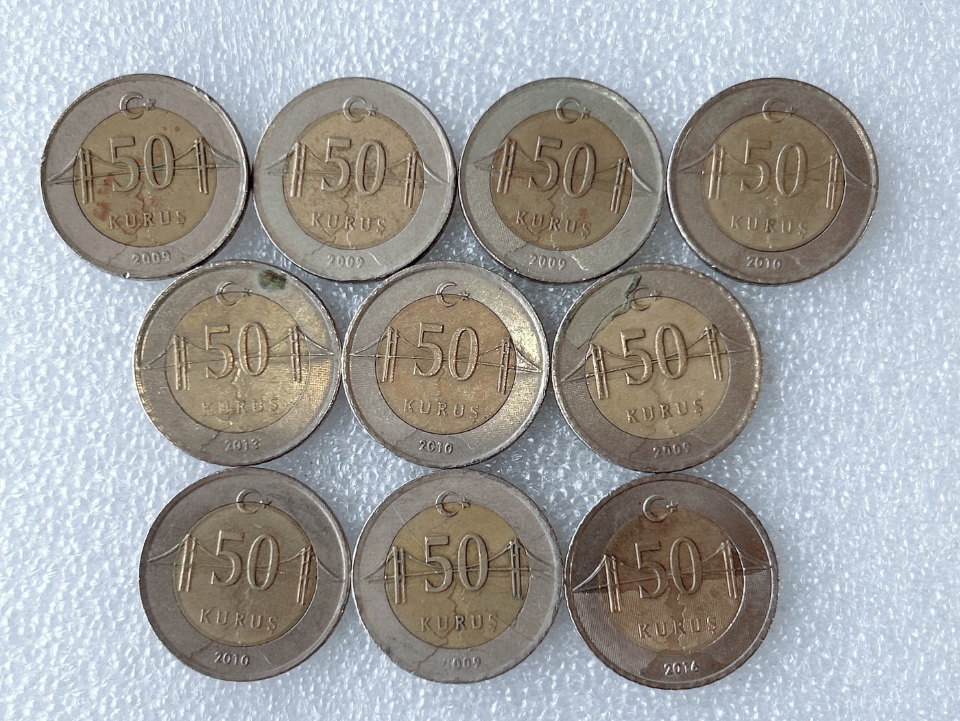 第一海外回流一元起拍收藏 散币专场 第63期 土耳其50库鲁双色币 10枚