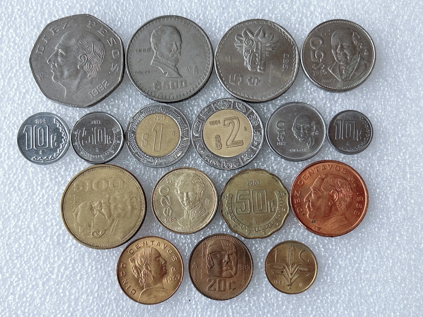 第一海外回流一元起拍收藏 散币专场 第63期 墨西哥硬币 17枚 无重复