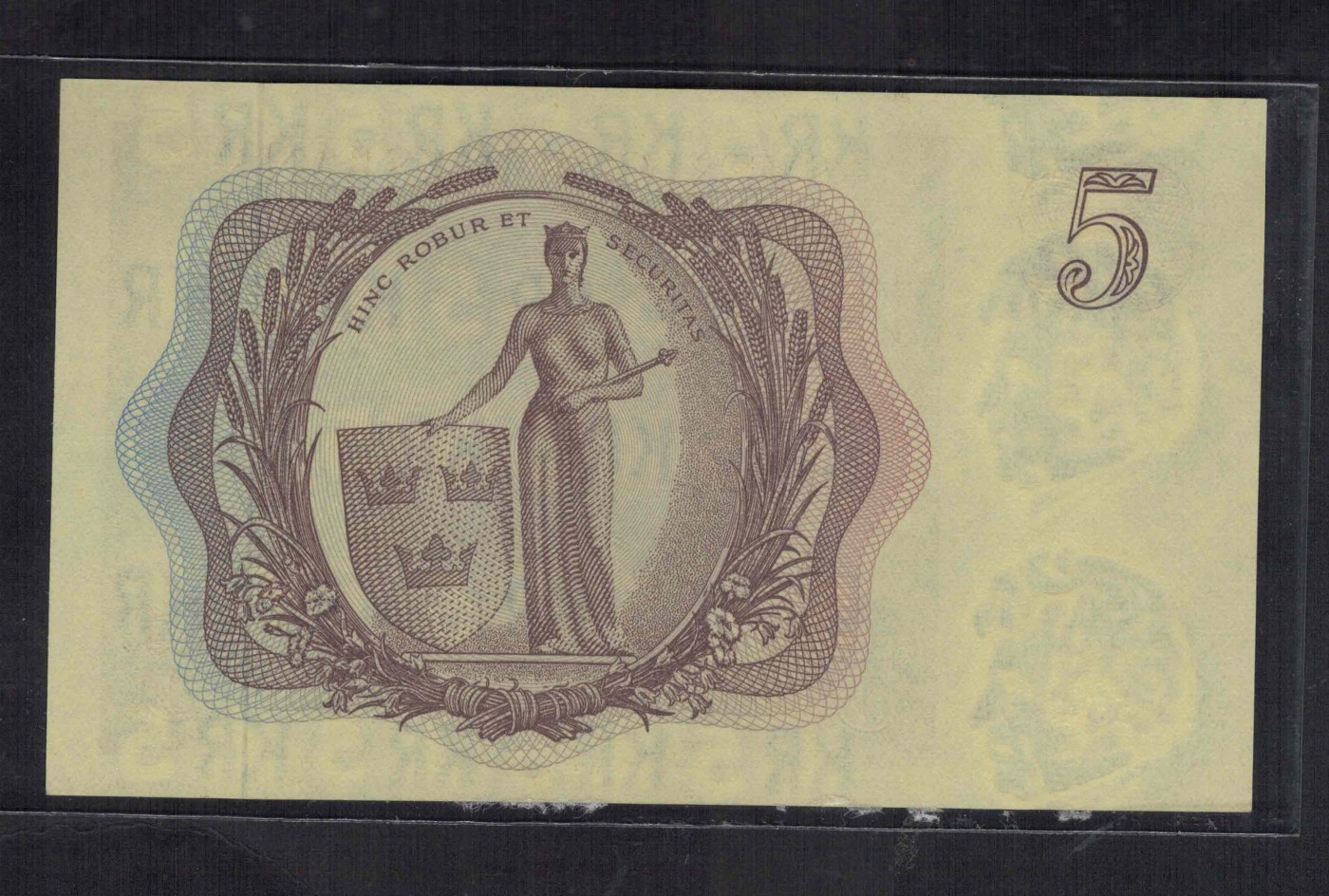 瑞典1963年5克朗 P-50b 尾8 欧洲纸币 实物图 UNC