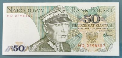 【欧洲】全新UNC 波兰50兹罗提纸币 外国钱币 1988年 P-142c - 【欧洲】全新UNC 波兰50兹罗提纸币 外国钱币 1988年 P-142c
