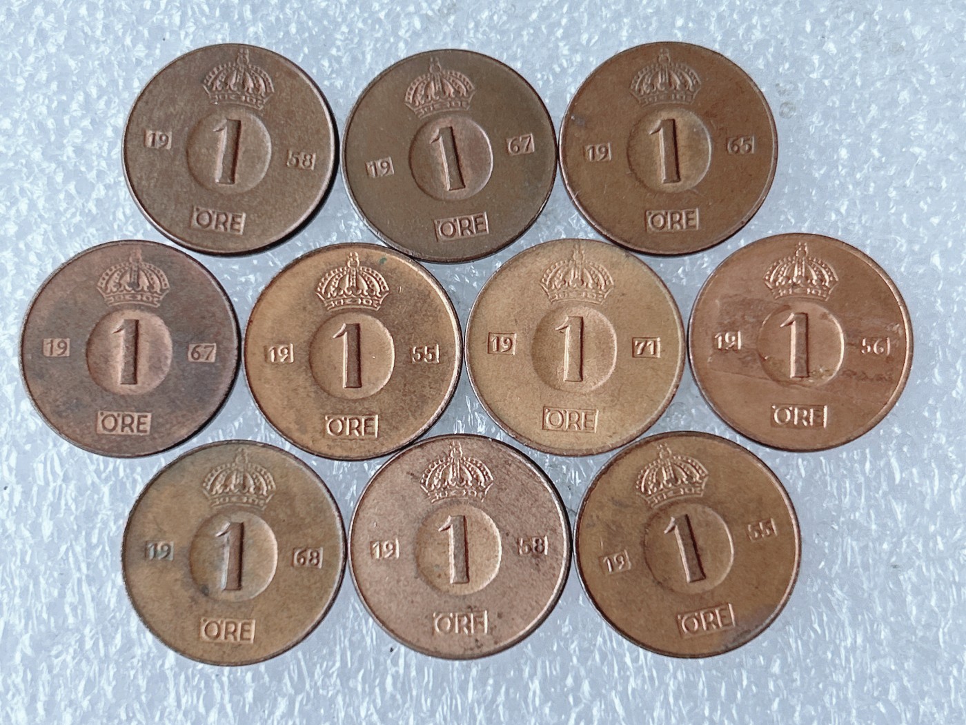 第一海外回流一元起拍收藏 散币专场 第63期 瑞典古斯塔夫六世1欧尔铜币 10枚