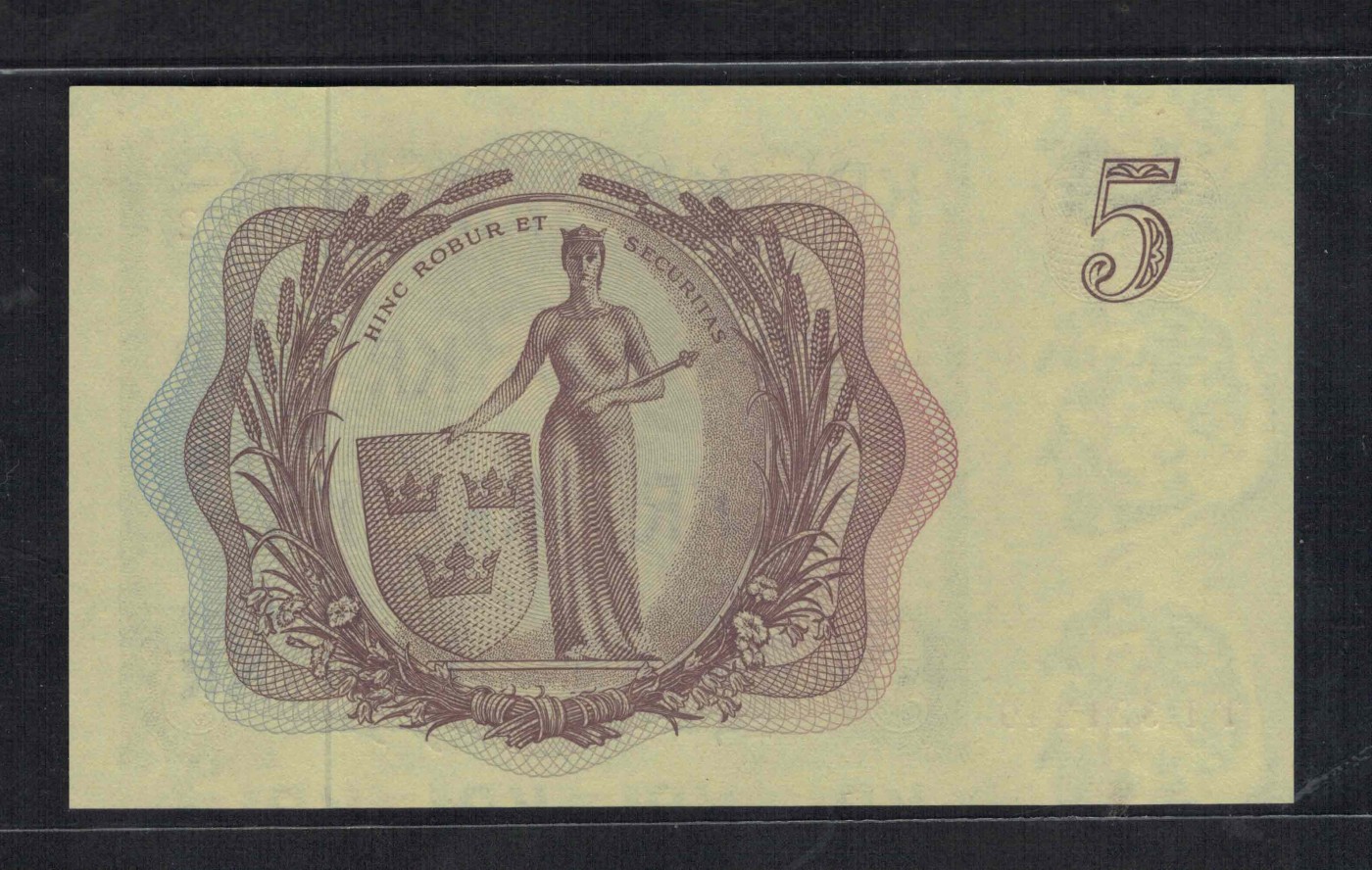瑞典1962年5克朗 P-50a 欧洲纸币 实物图 UNC