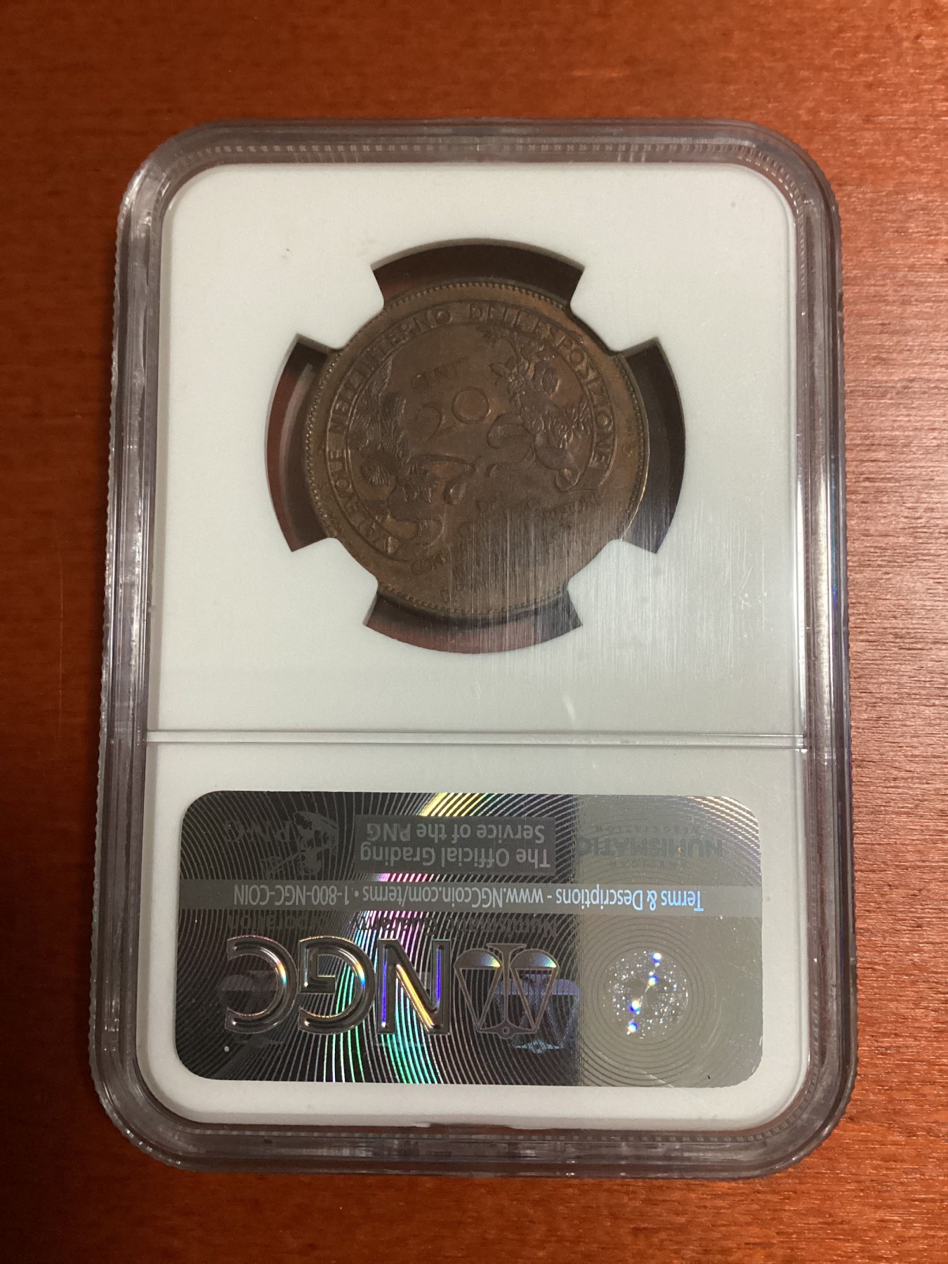 长老汇兔年精选第二场 1906 ITALY MILAN INTERNATIONAL EXHIBITION意大利米兰国际展览会女神密涅瓦20分铜样币，NGC MS62BN，更高分仅有8枚，书价高，实物非常漂亮！