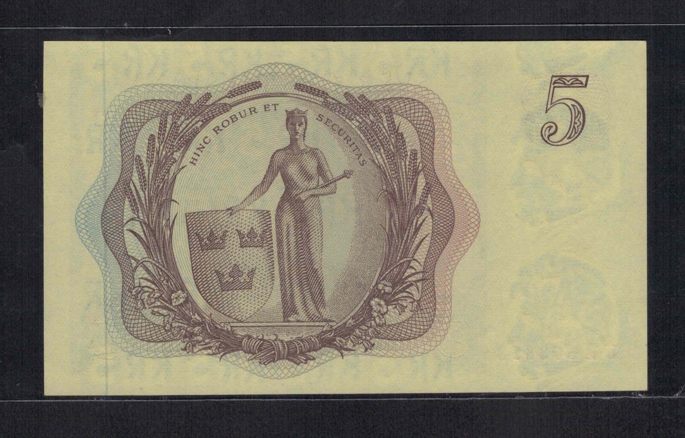 瑞典1962年5克朗 P-50a 无47 欧洲纸币 实物图 UNC