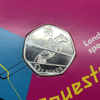 康怡轩【英国造币厂专场】第61期 - 2012年英国发行伦敦奥运会50便士纪念币10 马术 卡装 1枚