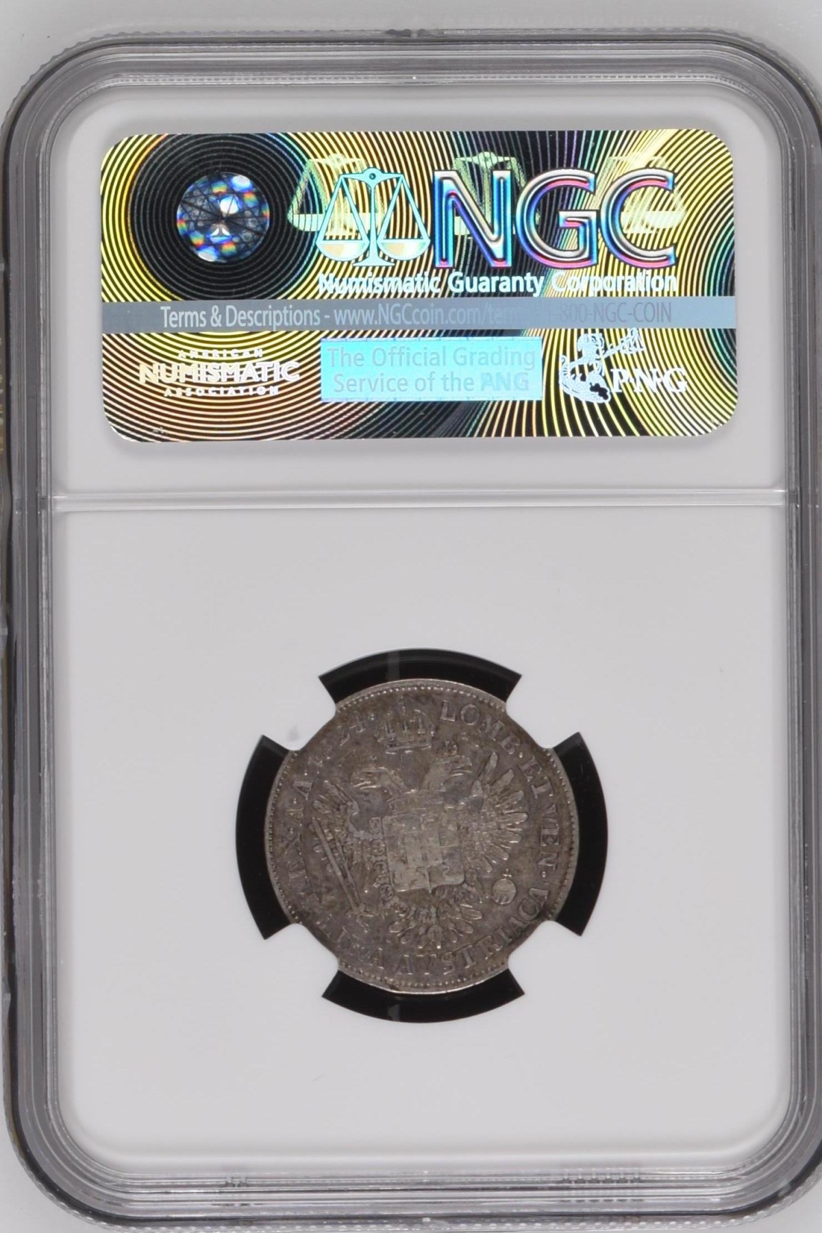 长老汇兔年精选第二场 1824M ITALY LOMBARDY-VENETIA意大利伦巴第1里拉银币，NGC VF35分，更高分仅有三枚