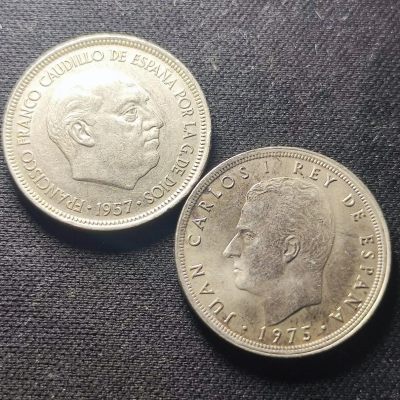 240407 - 西班牙5比塞塔版别一组2枚硬币 随机发货