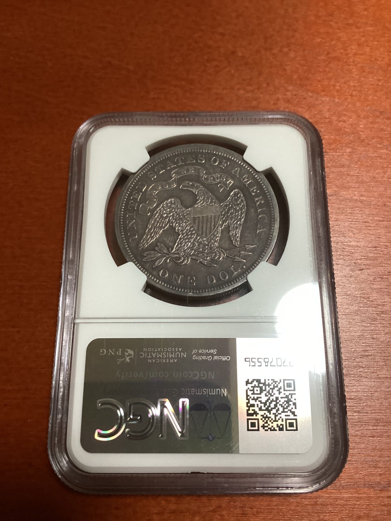 长老汇兔年精选第二场 1870美国坐姿女神一美元银币，NGC AUD，控分很严，出分就赚了，其实品相很好