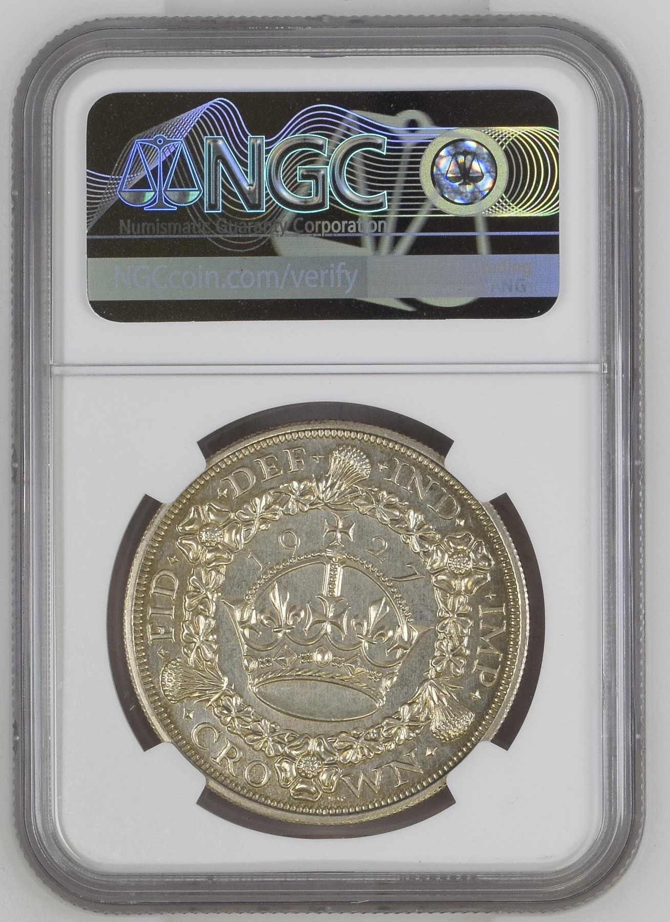 长老汇兔年精选第二场 1927 英国乔治五世花冠1克朗精制大银币，NGC PF63分