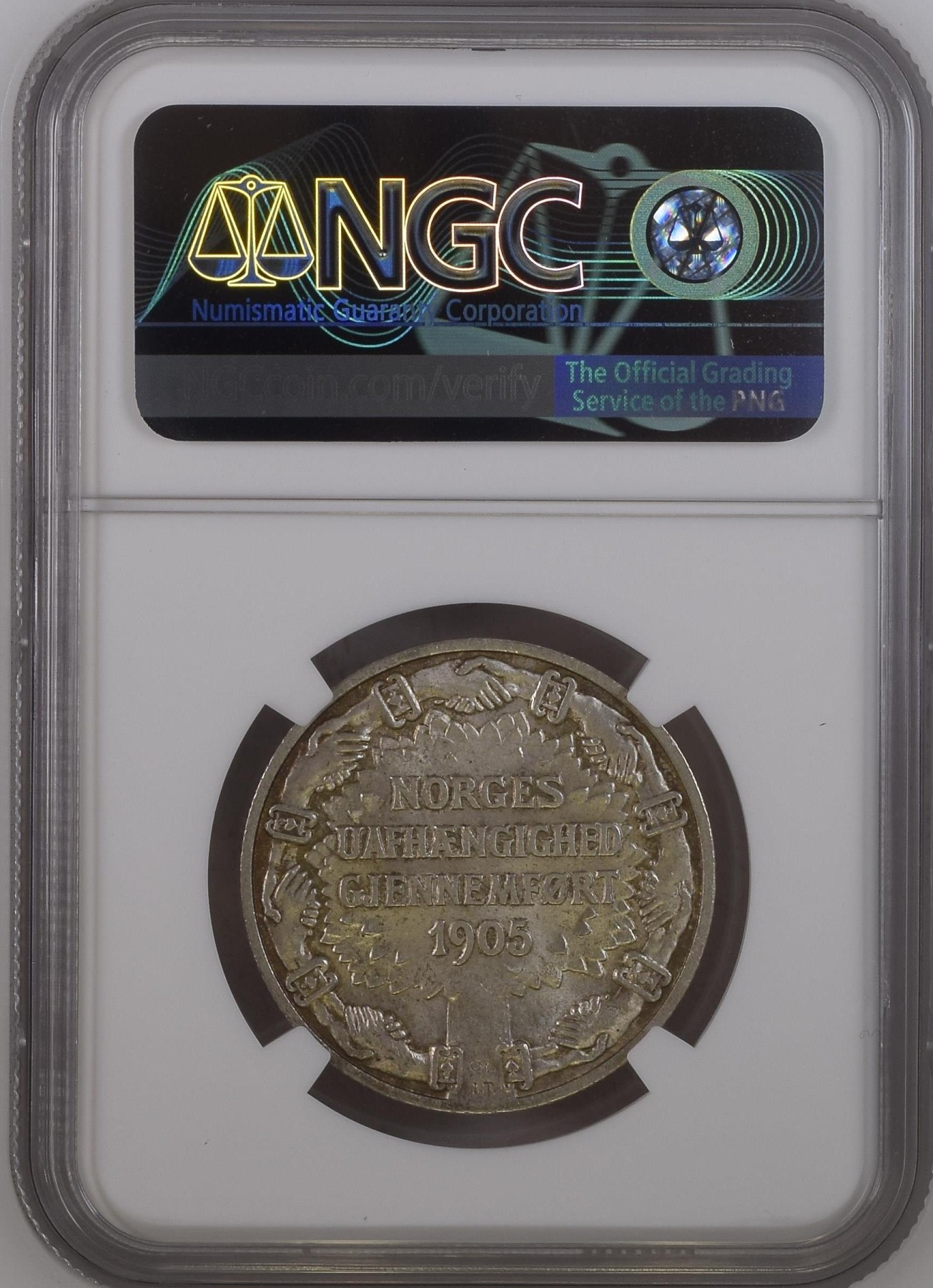 长老汇兔年精选第二场 1906 挪威独立2克朗纪念银币，NGC MS66分，更高分仅有13枚，官网63分标价285美金，这枚一直比较贵