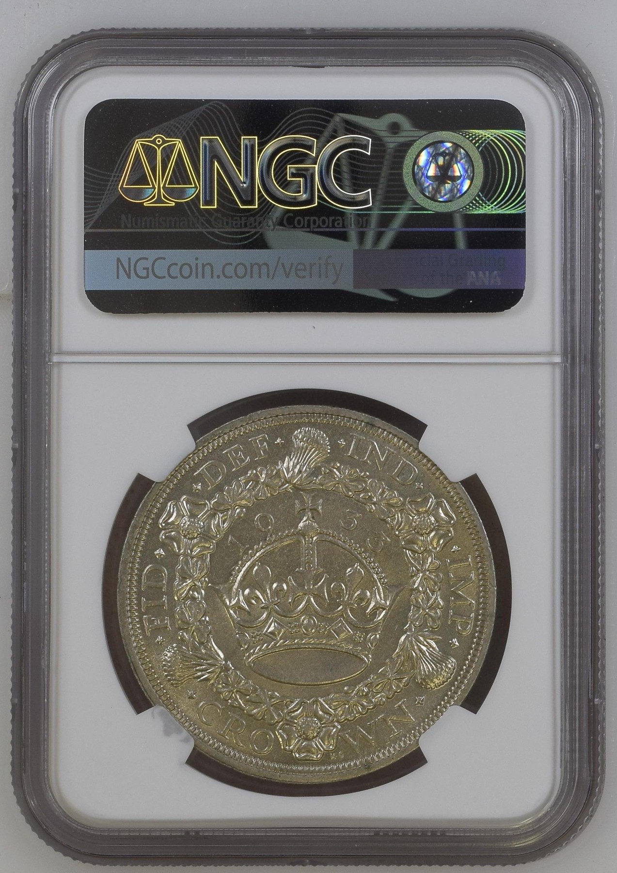 长老汇兔年精选第二场 1933英国乔治五世花冠1克朗大银币，NGC MS63分，名人旧藏