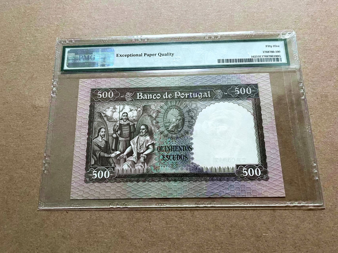 【Blue Auction】✨世界纸币精拍第432期——新年首拍 葡萄牙 1958年500埃斯库多 PMG55EPQ BWC出品 少见品种