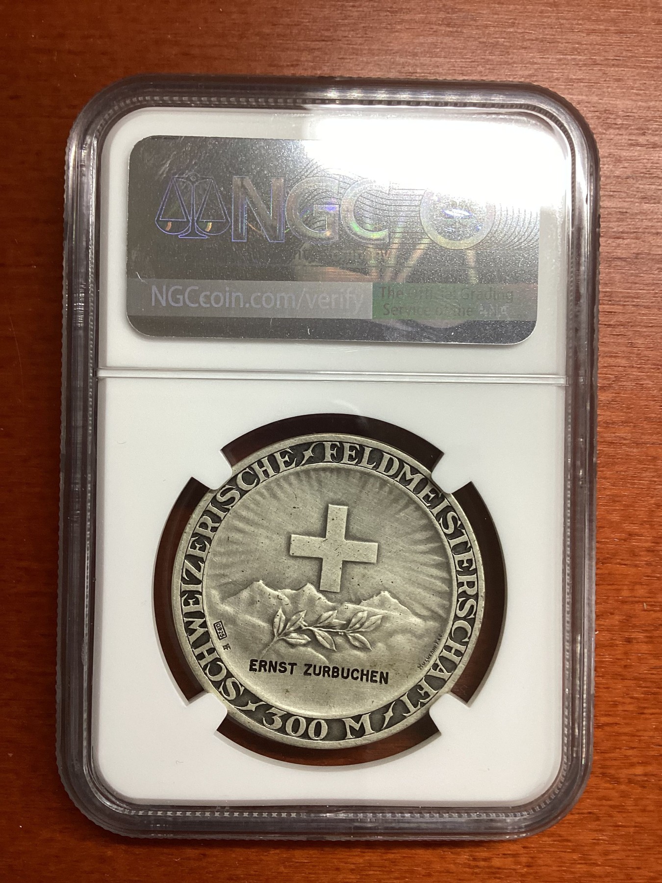 长老汇兔年精选第二场  R-1973a瑞士射击节300射击冠军银章，NGC MS65分，亚军分，更高分数仅有3枚