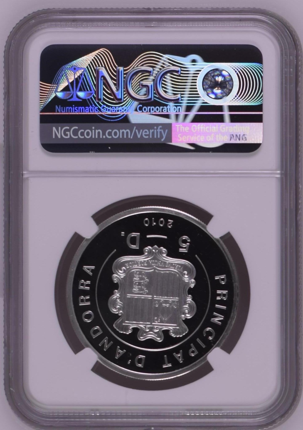 长老汇兔年精选第二场 2010 安道尔花与动物系列棕熊5第纳尔精制银币，NGC PF69UC，更高分仅有三枚，获奖币