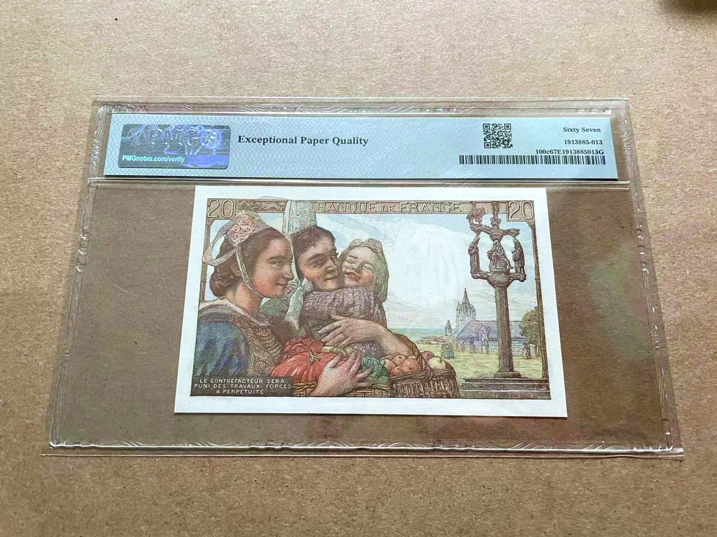 【Blue Auction】✨世界纸币精拍第432期——新年首拍 法国 1949年20法郎 PMG67EPQ 高分