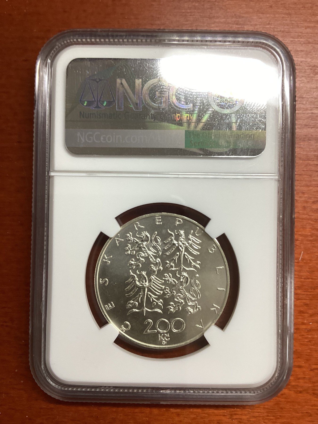 长老汇马年精选第七场拍卖 1997 捷克非职业运动员联合会200克朗银币，NGC MS64分，更高分仅有四枚