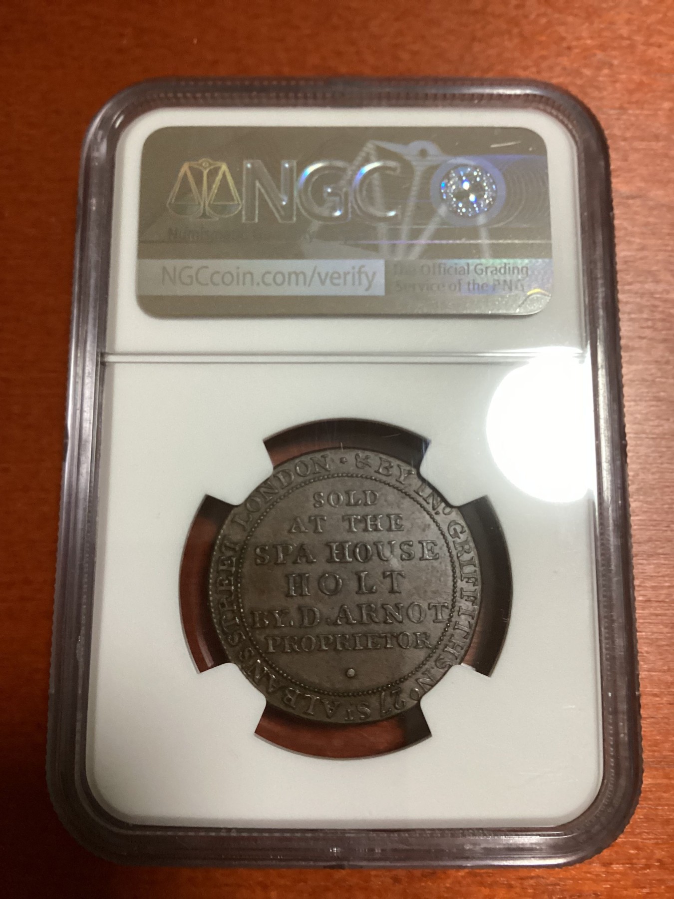 长老汇兔年精选第二场 (1790'S)G.B. D&H-3A WILTSHIRE - HOLT E: PLAIN英国威尔特郡吹笛天使1/2P铜代币，NGC MS62分，季军分，更高分仅有两枚