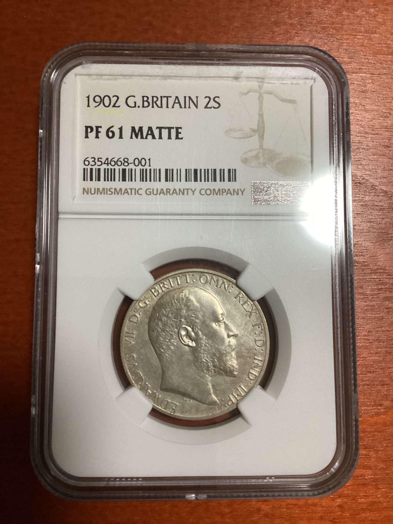 长老汇兔年精选第二场 1902 英国爱德华七世海神2先令精制磨砂银币，NGC PF61MATTE，英系收藏必备