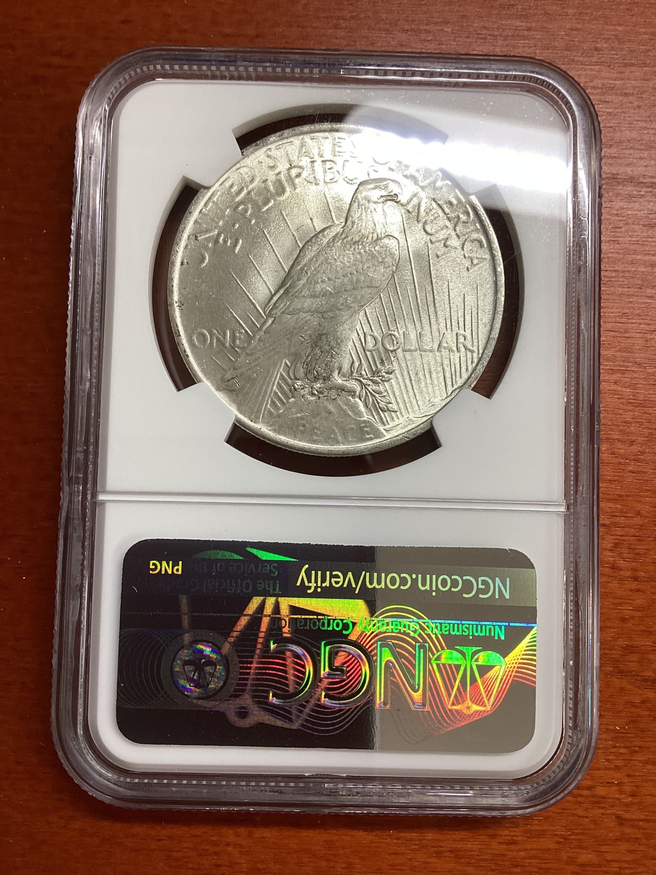 长老汇兔年精选第二场 1923美国和平一美元银币，NGC MS64分， 百年标