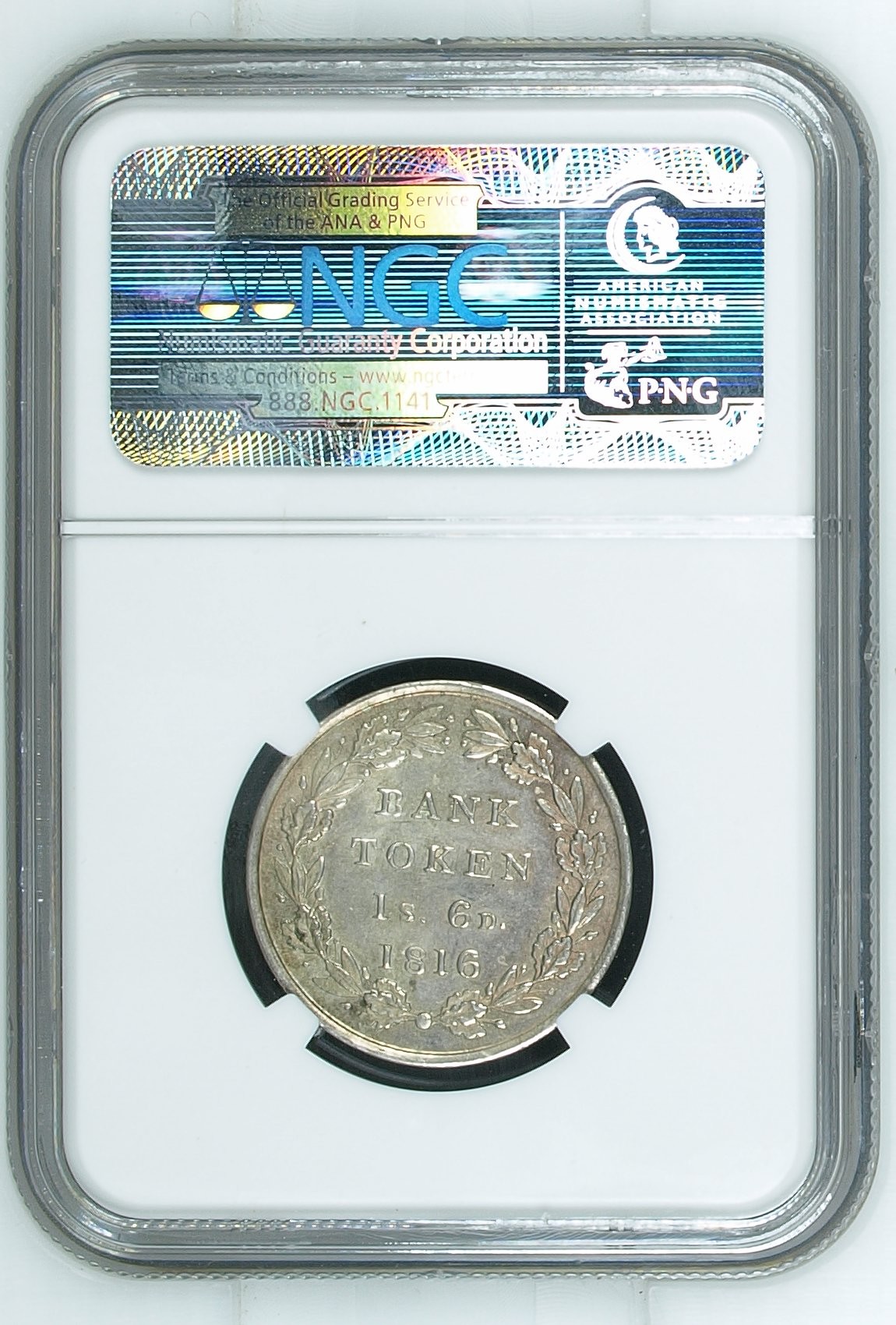 长老汇兔年精选第二场 1816 英国乔治三世英格兰银行1S/6P银币，NGC MS62分