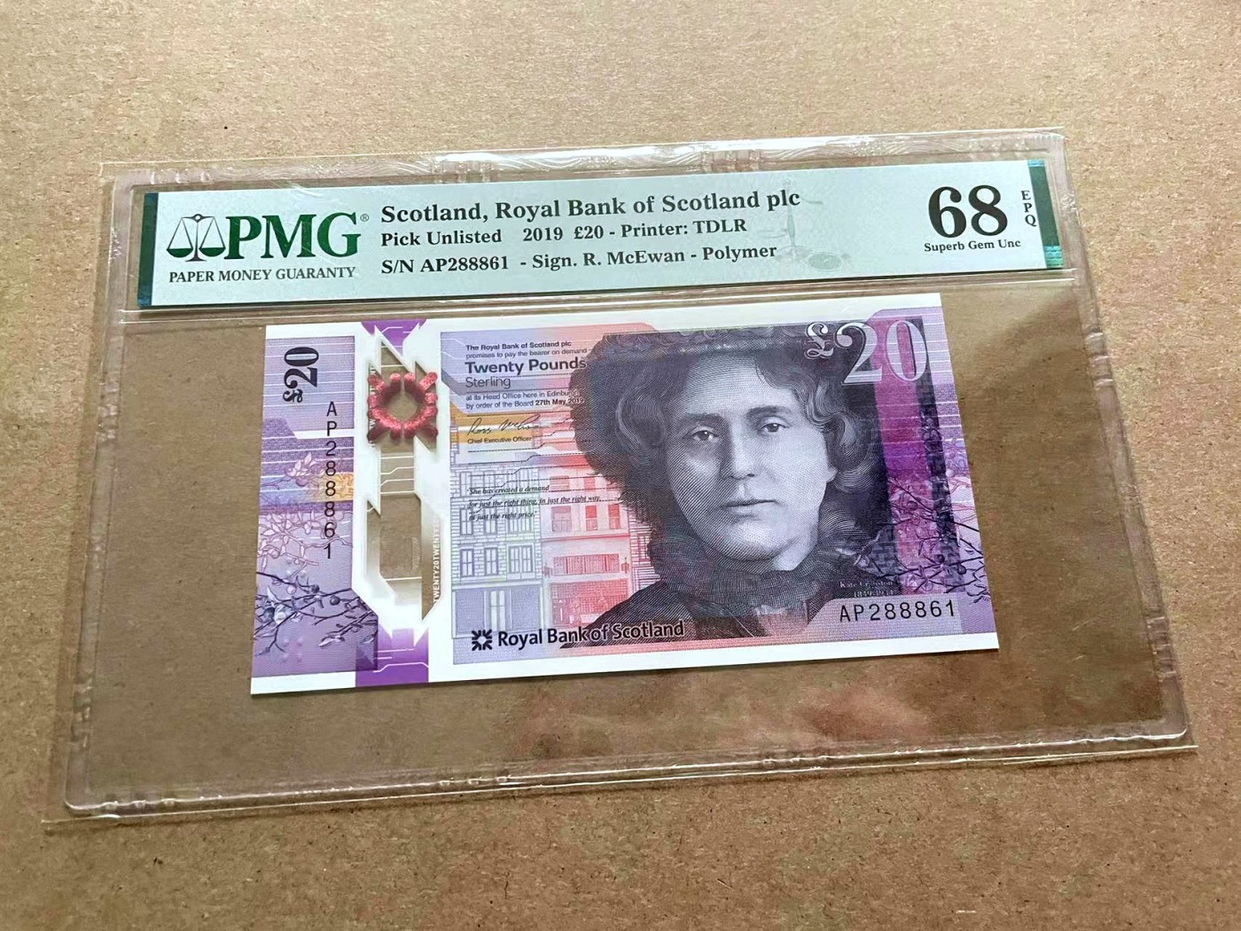 【Blue Auction】✨世界纸币精拍第432期——新年首拍 【无47】苏格兰 2019年20镑 PMG68EPQ 超高分