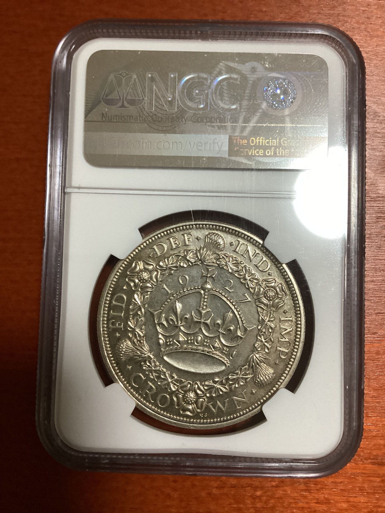 长老汇兔年精选第二场 1927 英国乔治五世花冠1克朗精制大银币，NGC PF63分