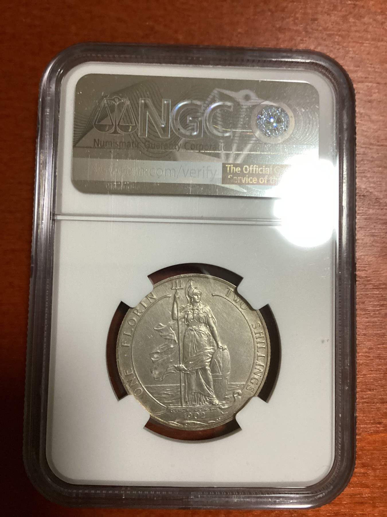 长老汇兔年精选第二场 1902 英国爱德华七世海神2先令精制磨砂银币，NGC PF61MATTE，英系收藏必备