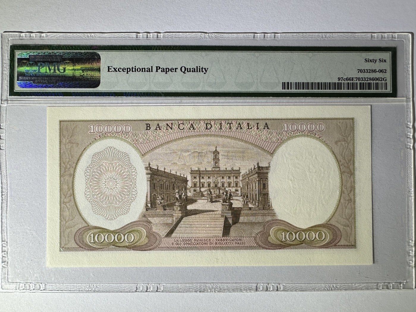【Blue Auction】✨世界纸币精拍第432期——新年首拍 意大利 1966年10000里拉 米开朗基罗 PMG66EPQ 