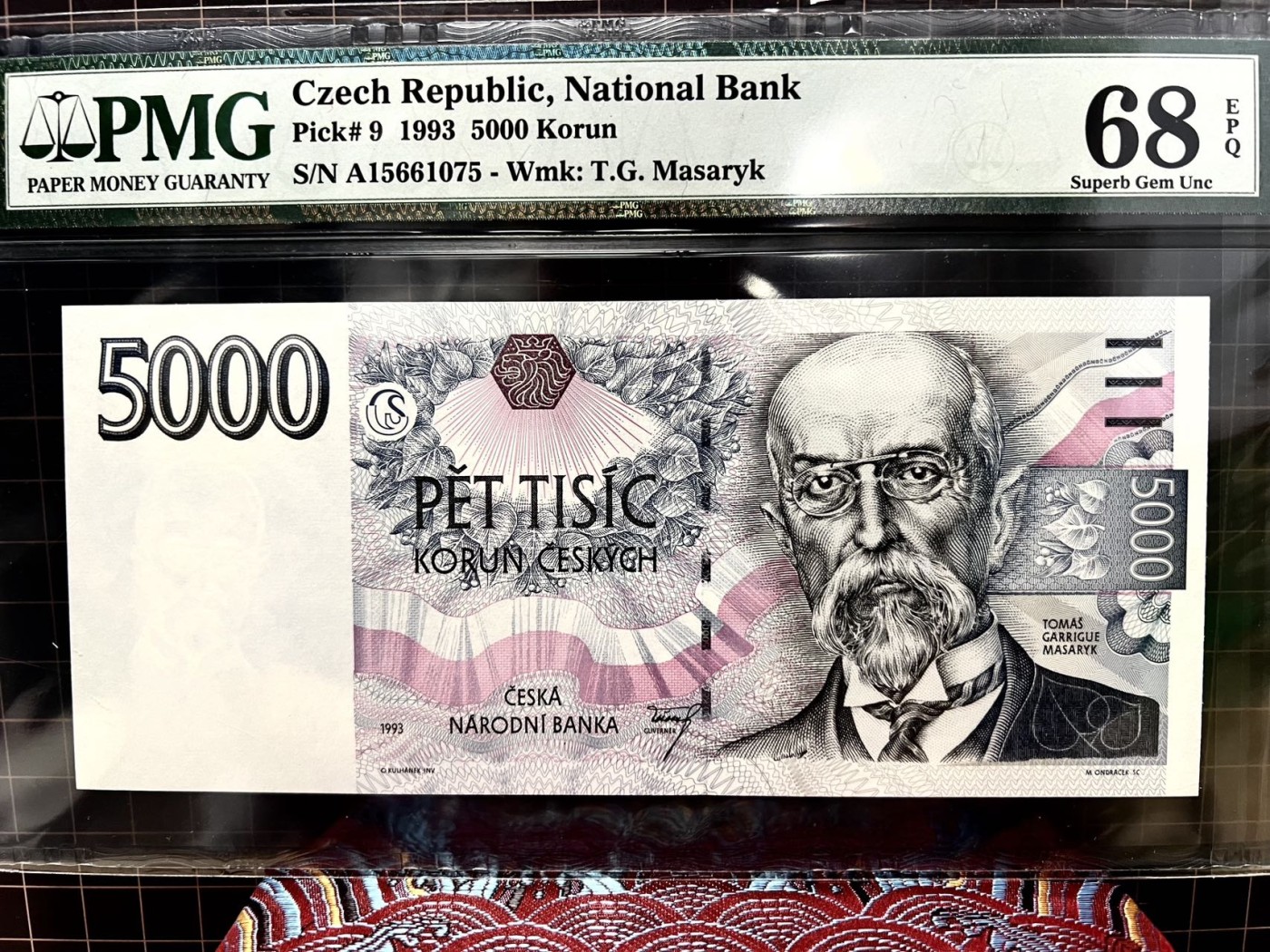 【Blue Auction】✨世界纸币精拍第432期——新年首拍 【初版】捷克 1993年5000克朗 PMG68EPQ超高分 背面大场景雕刻精美