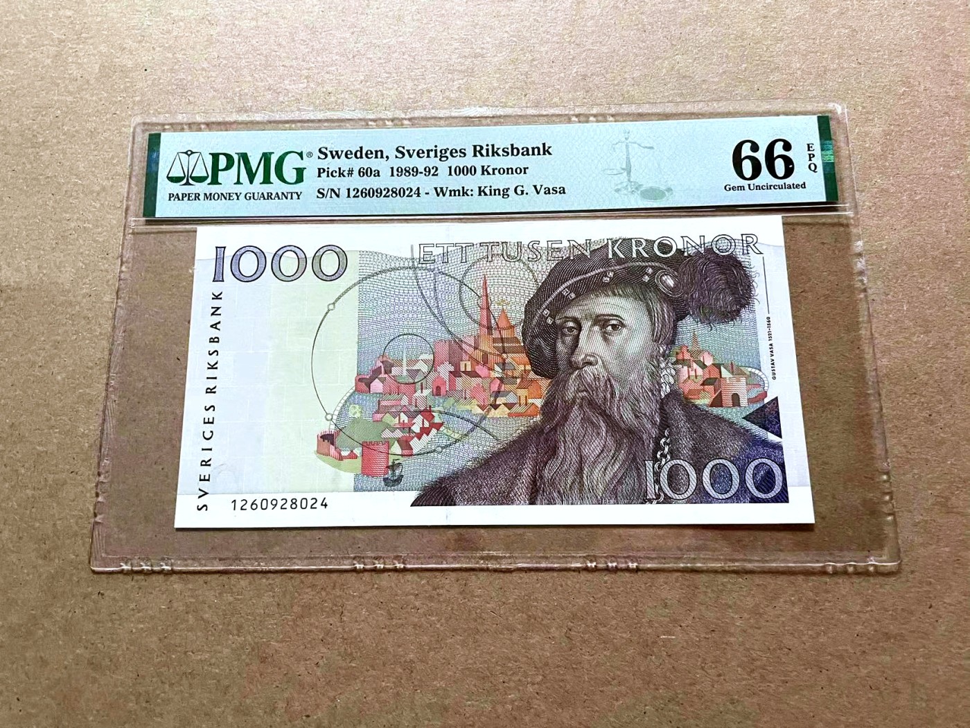 【Blue Auction】✨世界纸币精拍第432期——新年首拍 【初版】瑞典 1989-92年1000克朗 大胡子 PMG66EPQ 