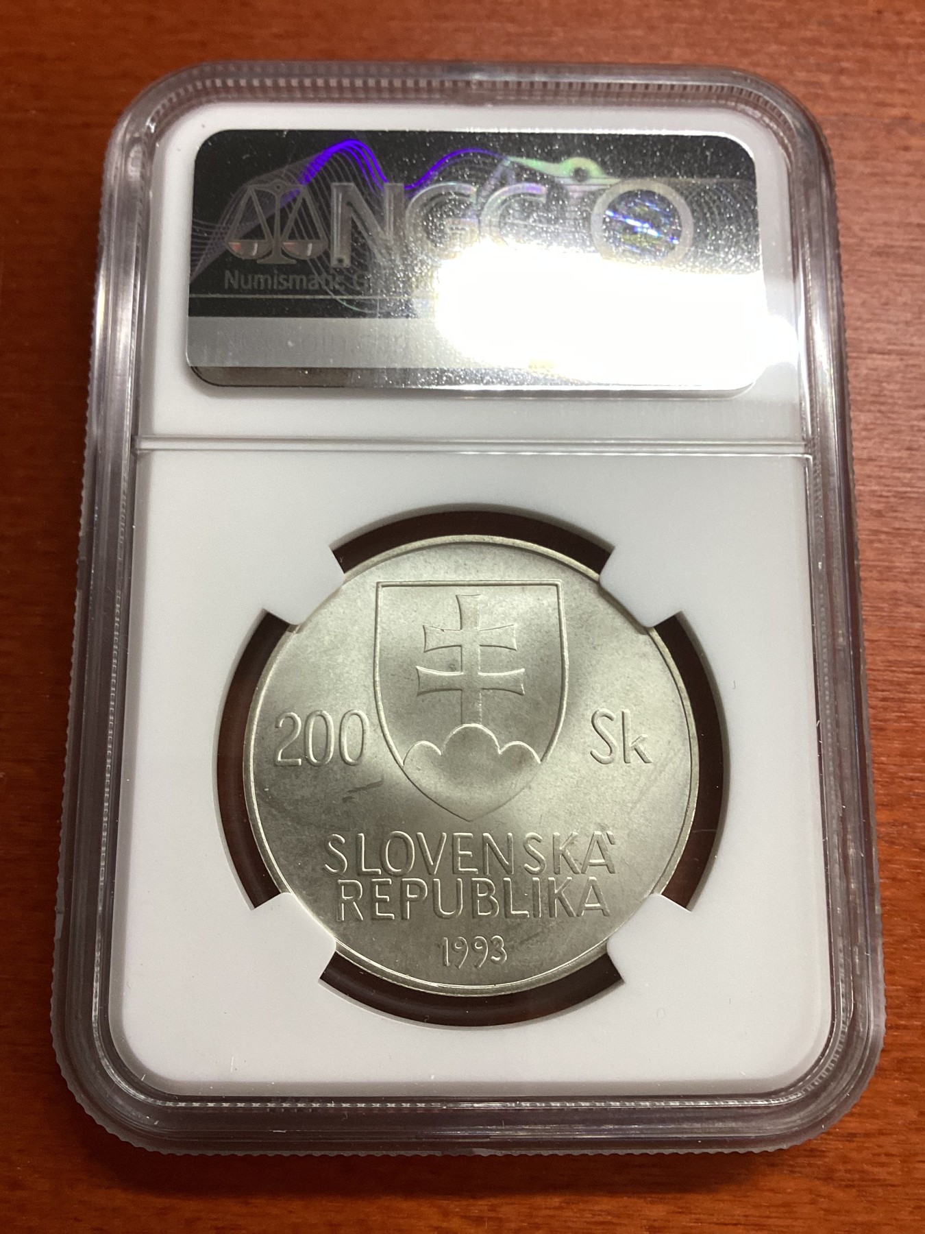 长老汇兔年精选第二场 1993 斯洛伐克 扬·柯勒诞辰百年200克朗银币，NGC MS64分，唯一亚军分，更高分仅有一枚，1万多枚2002销毁，少见