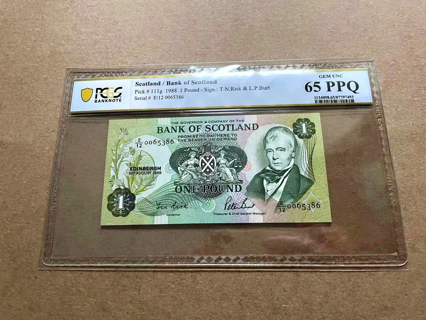 【Blue Auction】✨世界纸币精拍第432期——新年首拍 【无47】苏格兰 1988年1镑 PCGS65EPQ 